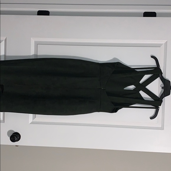 GB Hunter Green Polyester/velvet Midi Dress - Picture 2 of 5